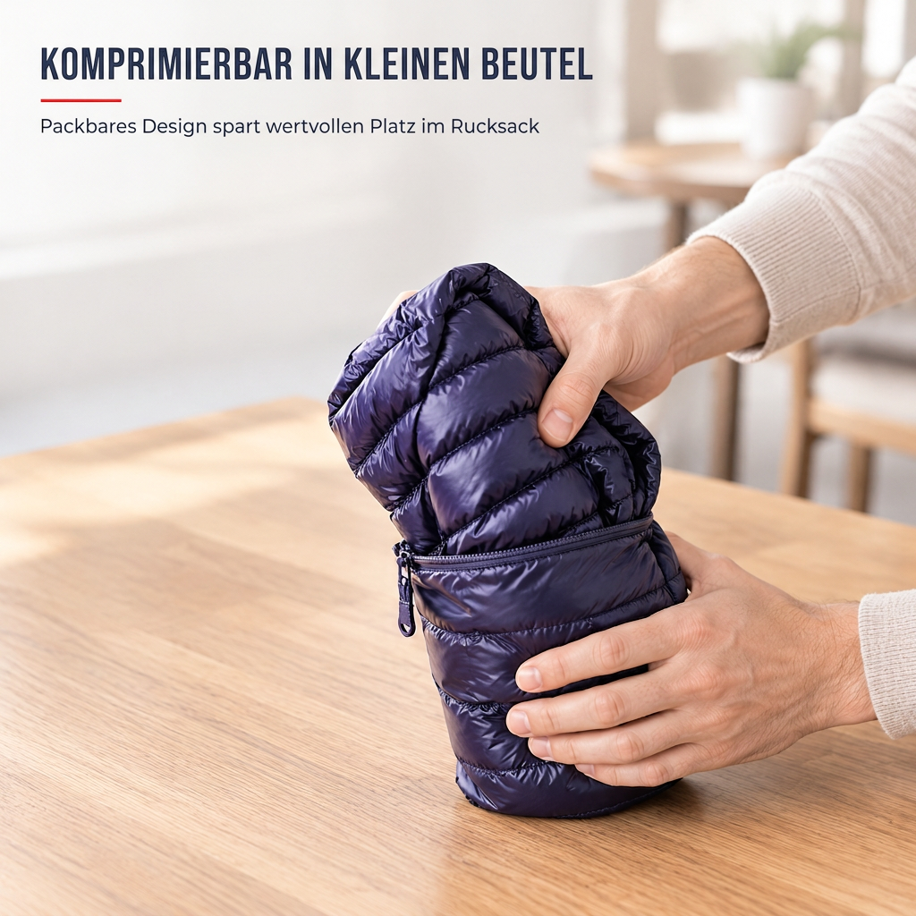 💥Jetzt im Trend!💥 Leichte, gesteppte Herren-Kurzmantel mit Kapuze aus Baumwolle, einfarbig, für Herbst und Winter