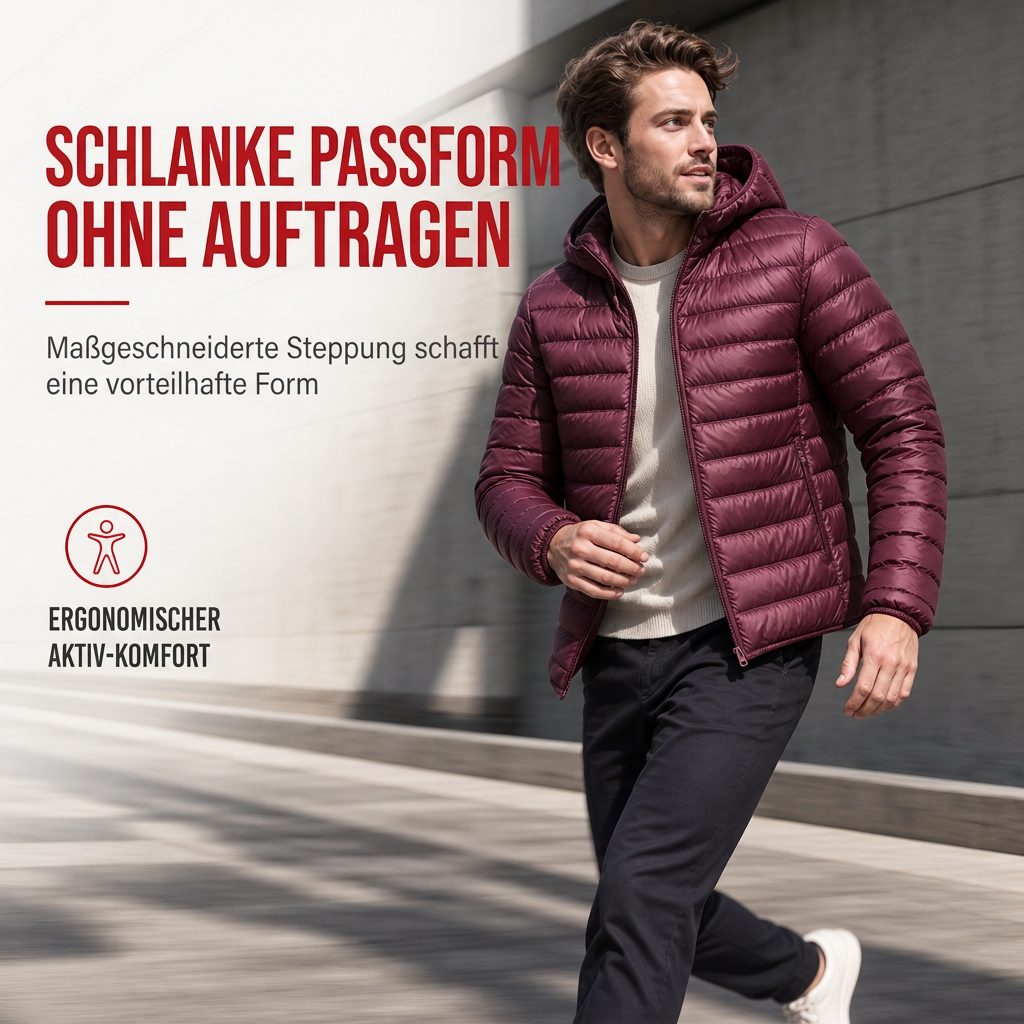 💥Jetzt im Trend!💥 Leichte, gesteppte Herren-Kurzmantel mit Kapuze aus Baumwolle, einfarbig, für Herbst und Winter
