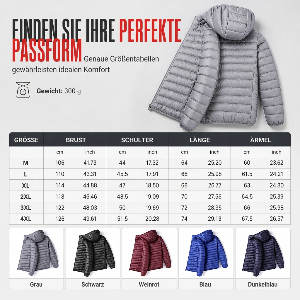 💥Jetzt im Trend!💥 Leichte, gesteppte Herren-Kurzmantel mit Kapuze aus Baumwolle, einfarbig, für Herbst und Winter