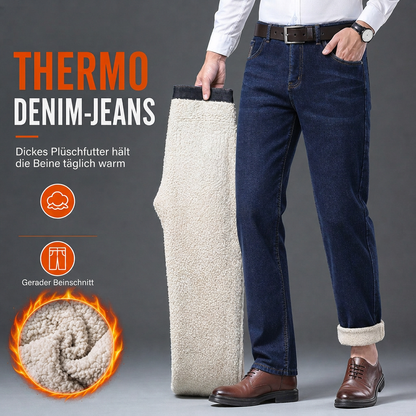 📢🎉50%Rabatt!!!🛍️✨Herren Winter Jeans mit warmer Fütterung, locker geschnitten, gerade legende, Freizeit-Denim-Hosen