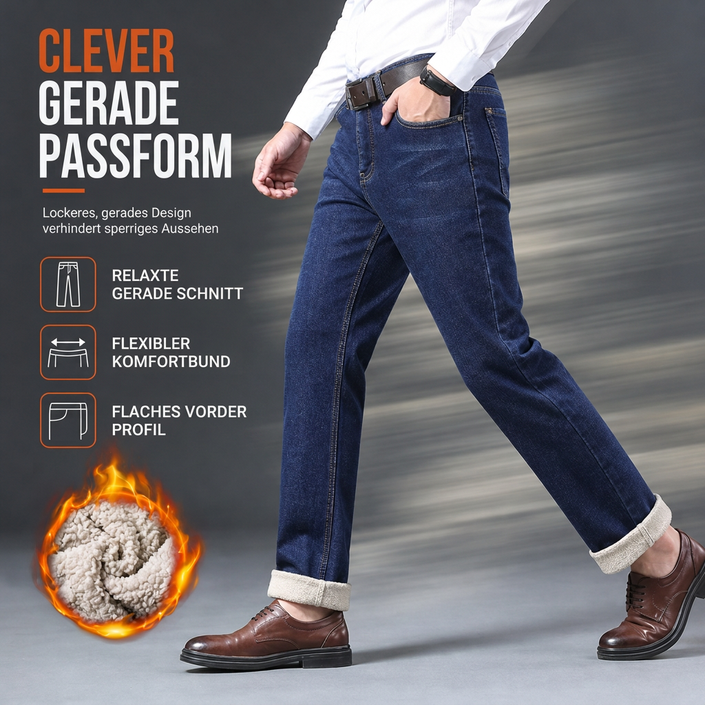 📢🎉50%Rabatt!!!🛍️✨Herren Winter Jeans mit warmer Fütterung, locker geschnitten, gerade legende, Freizeit-Denim-Hosen