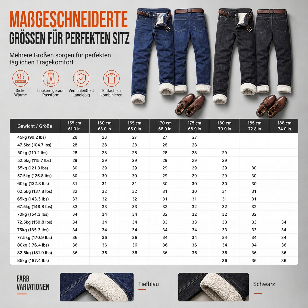 📢🎉50%Rabatt!!!🛍️✨Herren Winter Jeans mit warmer Fütterung, locker geschnitten, gerade legende, Freizeit-Denim-Hosen