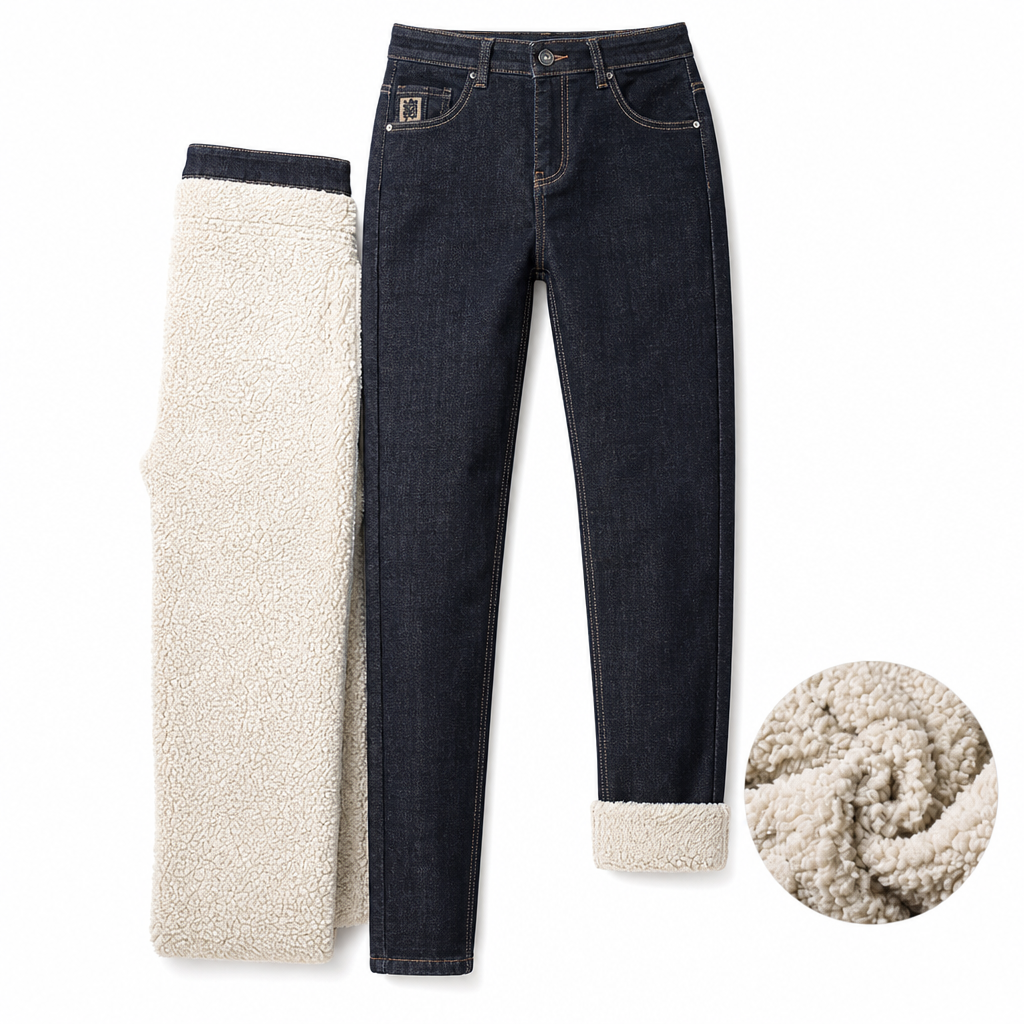 📢🎉50%Rabatt!!!🛍️✨Herren Winter Jeans mit warmer Fütterung, locker geschnitten, gerade legende, Freizeit-Denim-Hosen