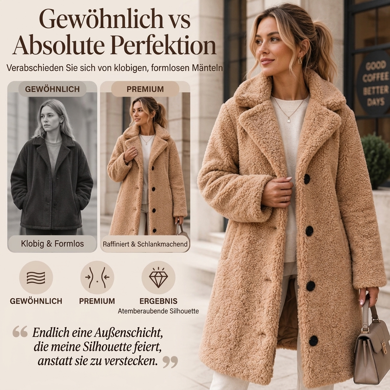 📢🎉50%Rabatt!!!🛍️✨ Warmer Plüsch-Knopfleisten-Lapellenmantel für Damen