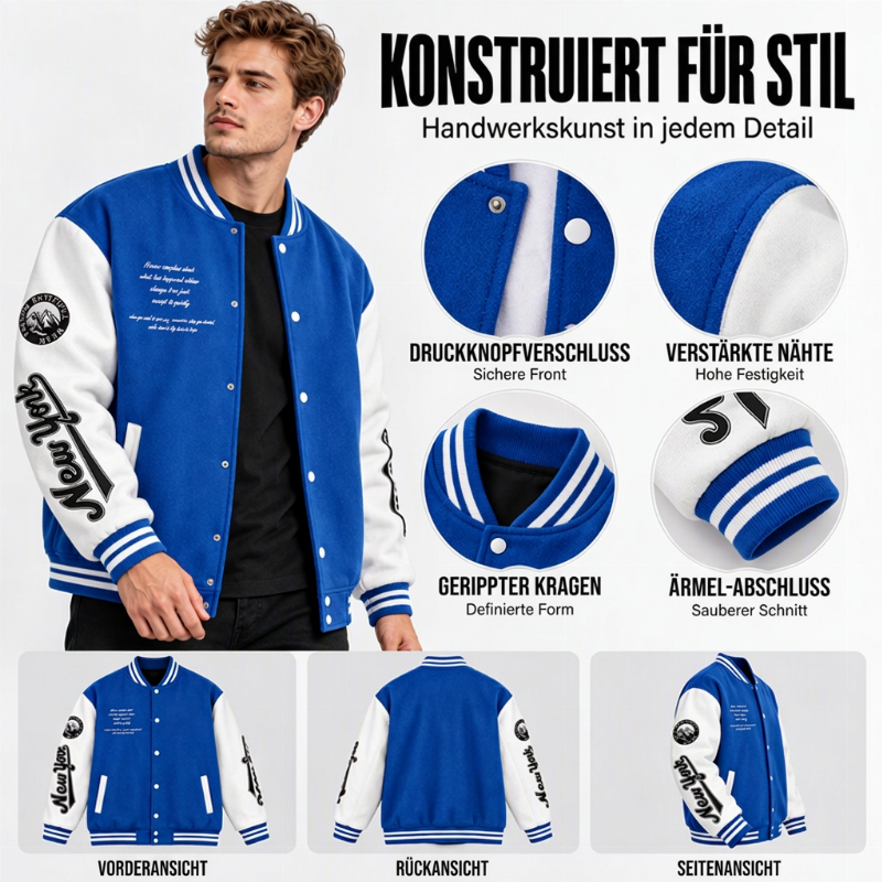 📢🎉50%Rabatt!!!🛍️✨ Freizeit-Baseballjacke für Herren mit Farbblock-Design