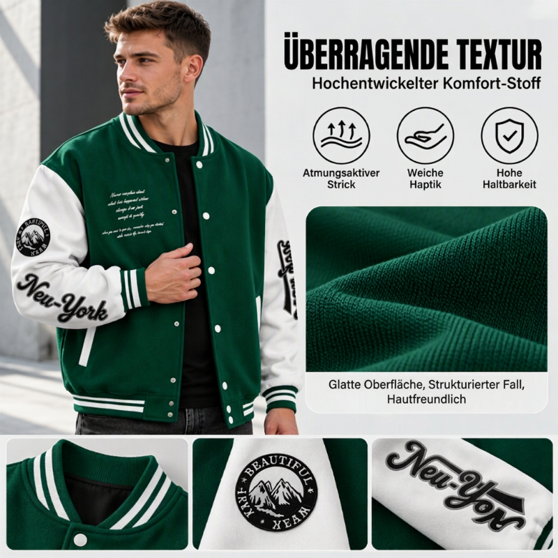 📢🎉50%Rabatt!!!🛍️✨ Freizeit-Baseballjacke für Herren mit Farbblock-Design