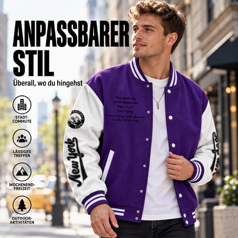📢🎉50%Rabatt!!!🛍️✨ Freizeit-Baseballjacke für Herren mit Farbblock-Design