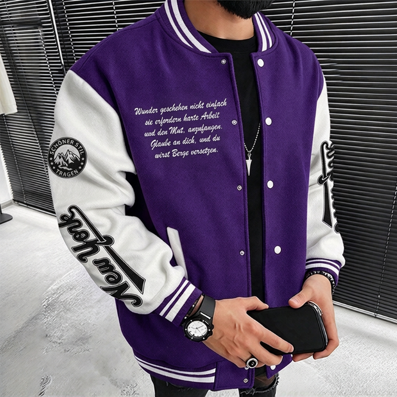 📢🎉50%Rabatt!!!🛍️✨ Freizeit-Baseballjacke für Herren mit Farbblock-Design