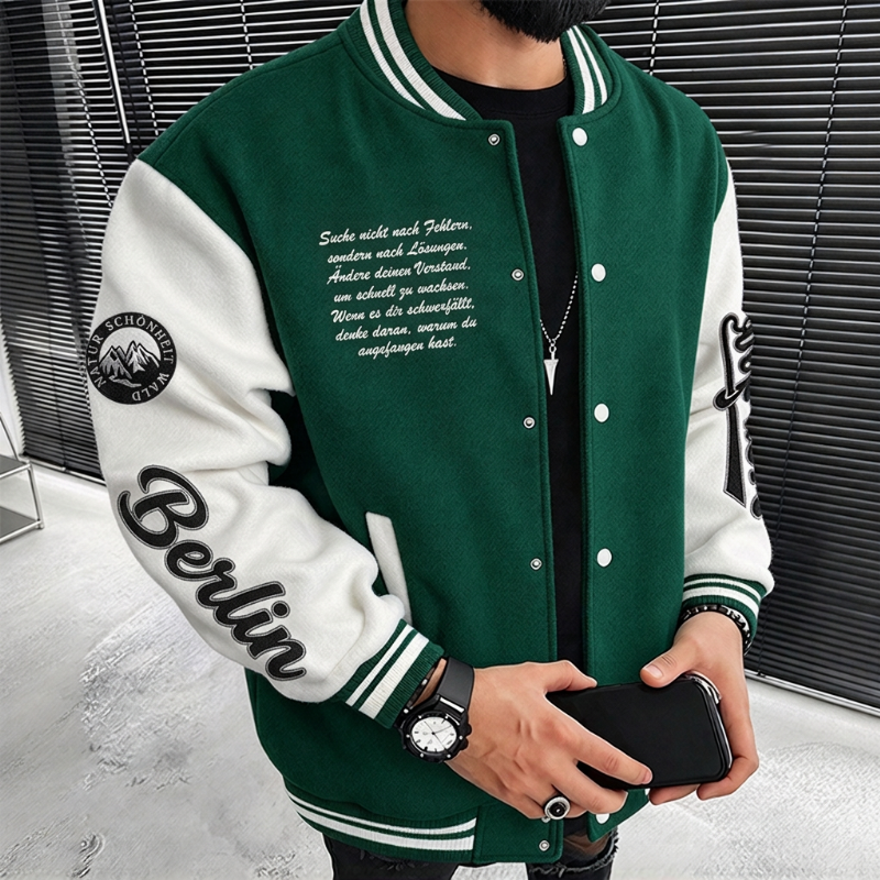 📢🎉50%Rabatt!!!🛍️✨ Freizeit-Baseballjacke für Herren mit Farbblock-Design