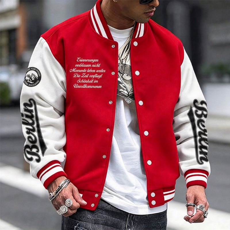📢🎉50%Rabatt!!!🛍️✨ Freizeit-Baseballjacke für Herren mit Farbblock-Design
