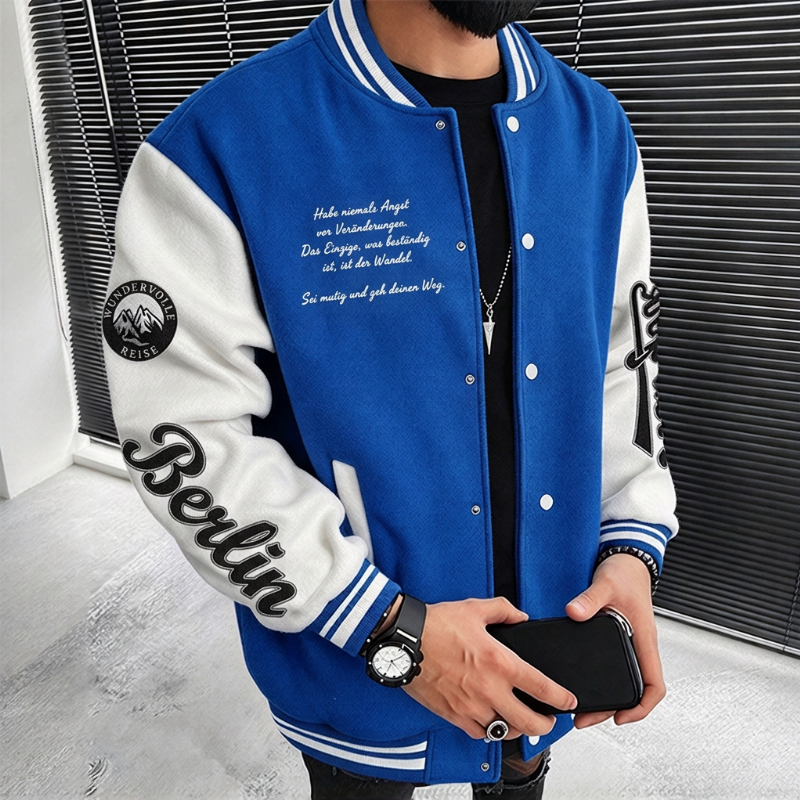 📢🎉50%Rabatt!!!🛍️✨ Freizeit-Baseballjacke für Herren mit Farbblock-Design