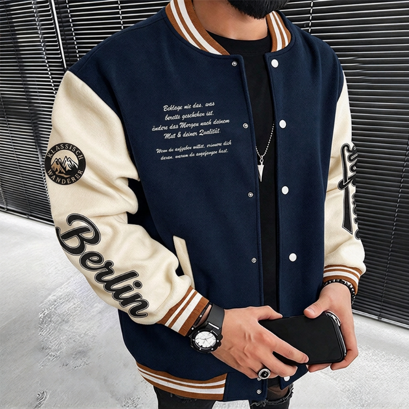 📢🎉50%Rabatt!!!🛍️✨ Freizeit-Baseballjacke für Herren mit Farbblock-Design