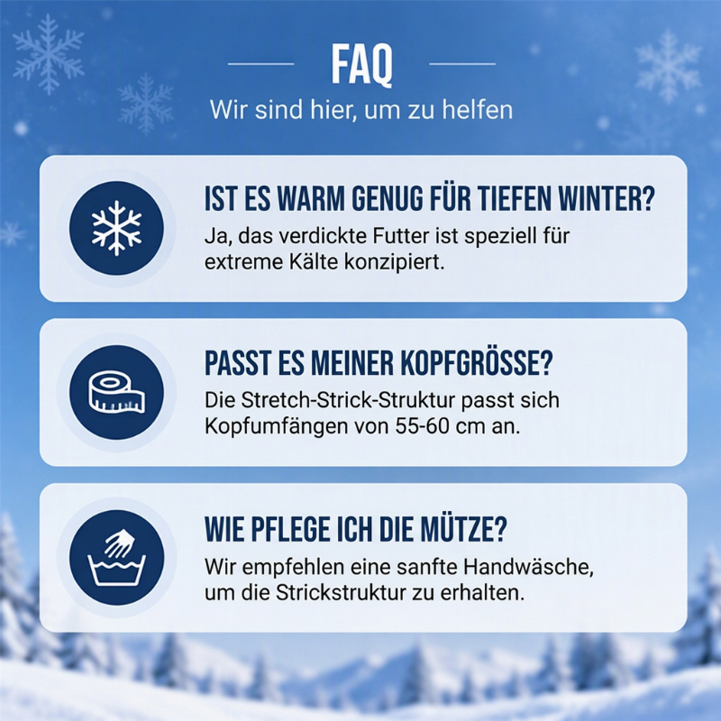 Herren Winter Strickmütze mit Schirm und Ohrenklappen