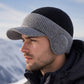 Herren Winter Strickmütze mit Schirm und Ohrenklappen