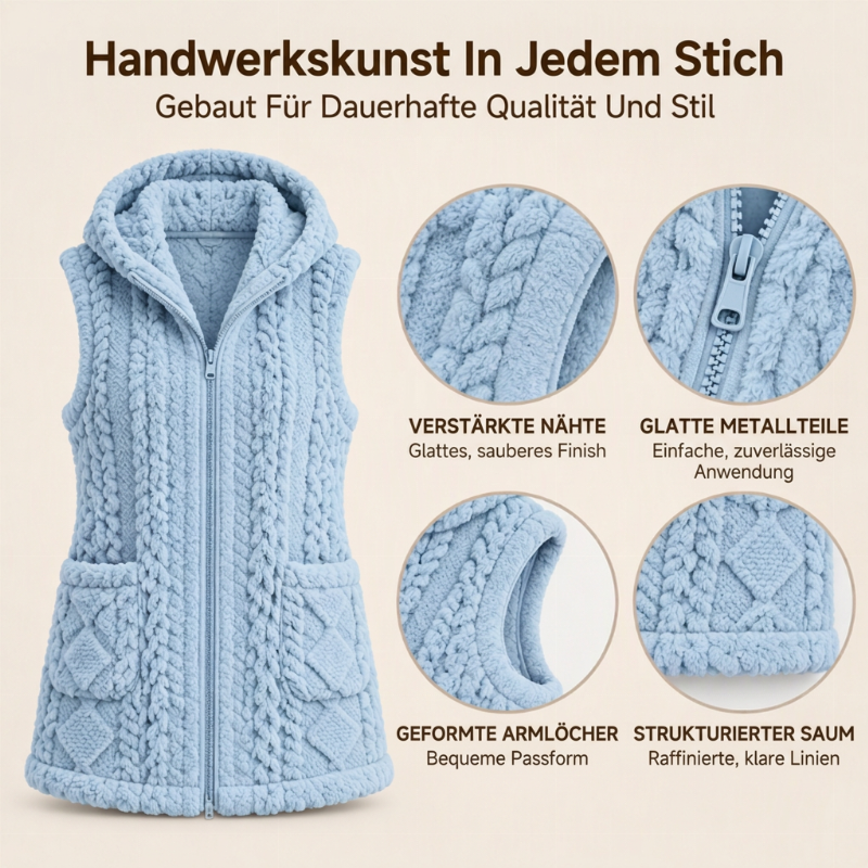 Bequeme zweiseitige, flauschige Kapuzenweste für Damen